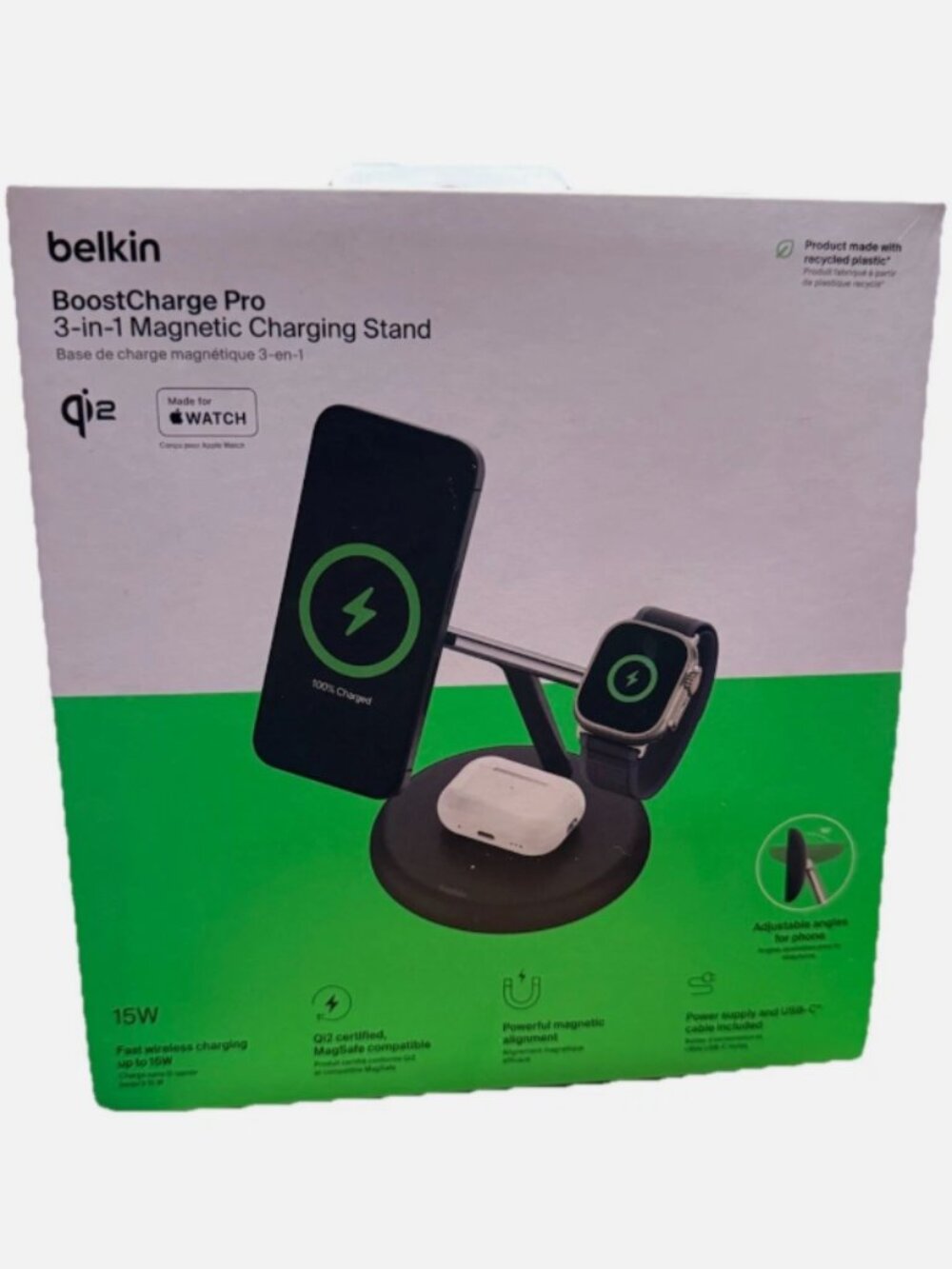 NEW Belkin BoostCharge Pro 3-in-1 Magnetic Charging Stand | NIB Up To 15W Qi2
